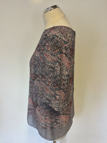 REISS CHASE SNAKESKIN INSPIRED PRINT SHORT SLEEVE TOP SIZE 12
