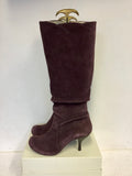 CLARKS PLUM SUEDE LEATHER LINED KNEE LENGTH BOOTS SIZE 6/39