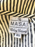 THE MASAI CLOTHING COMPANY BLACK & WHITE STRIPED 3/4 SLEEVE TUNIC TOP SIZE XS UK 14/16
