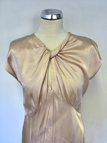 GHOST PALE PINK HOLLYWOOD WENDY TWIST FRONT LONG OCCASION DRESS SIZE L