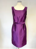LK BENNETT PURPLE SILK & WOOL BLEND PENCIL DRESS & JACKET SUIT SIZE 12