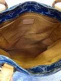 LOUIS VUITTON MONOGRAM BLUE DENIM SAC PLAT FLAT TOTE BAG LTD EDITION