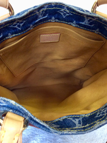 LOUIS VUITTON MONOGRAM BLUE DENIM SAC PLAT FLAT TOTE BAG LTD EDITION