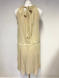DESIGUAL CREAM & MULTICOLOURED PRINT FRONT SLEEVELESS DRESS SIZE 38 UK 10