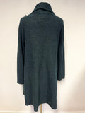 PHASE EIGHT TEAL WOOL BLEND GREEN COLLARED WRAP ACROSS UNLINED COAT SIZE 12