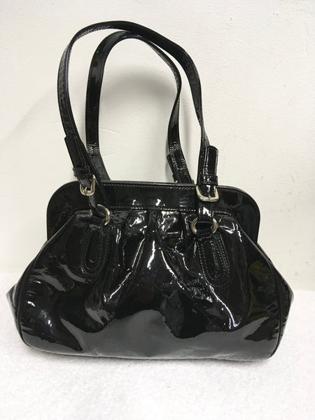 HOBBS BLACK PATENT LEATHER SHOULDER BAG
