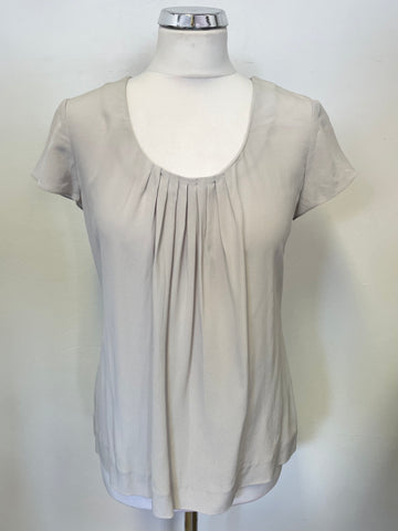 THE WHITE COMPANY STONE SILK SHORT SLEEVED TOP SIZE 8