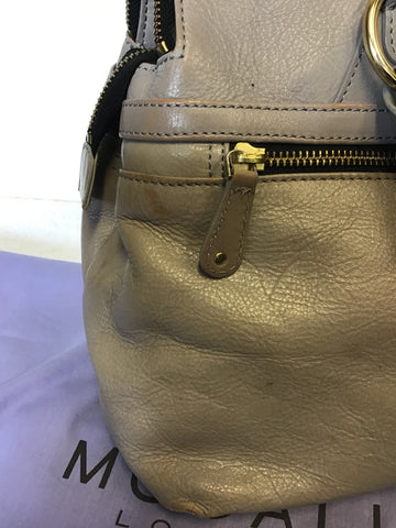 MODALU PIPPA SHARK GREY LEATHER TOTE BAG WITH DETACHABLE STRAP