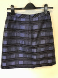 LK BENNETT BLUE & BLACK CHECK A LINE MINI SKIRT SIZE 8