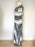 MARKS & SPENCER AUTOGRAPH NAVY & WHITE SHORT SLEEVE MAXI DRESS SIZE 12