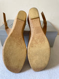 JANE SHILTON JUJU TAN SUEDE PEEPTOE SLINGBACK WEDGE HEELS SIZE 7/40