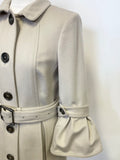 BURBERRY BEIGE WOOL & CASHMERE BLEND BELTED BELL CUFF COAT SIZE 8