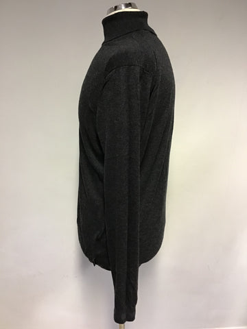 TED BAKER HALE DARK GREY WOOL,CASHMERE & SILK BLEND POLO NECK JUMPER SIXE 6 UK XL
