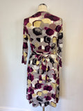 SANDWICH MULTI COLOURED PRINT WRAP ACROSS STRETCH JERSEY DRESS SIZE M