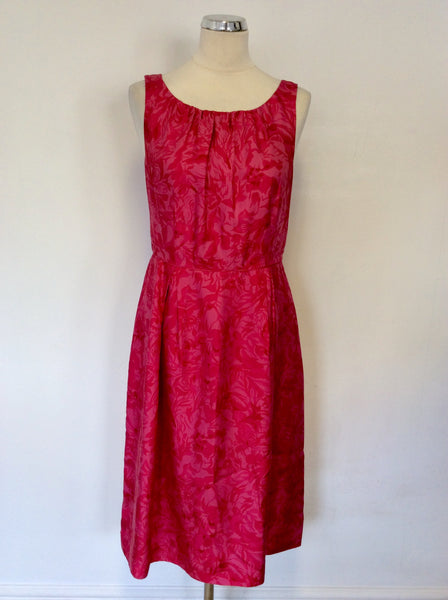 LK BENNETT PINK FLORAL PRINT SILK DRESS SIZE 12