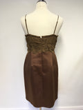 BCBGMAXAZRIA NUTMEG BROWN SILK BLEND STRAPPY SPECIAL OCCASION DRESS SIZE 12