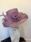 JACQUES VERT LILAC FLOWER & FEATHER TRIM FORMAL HAT
