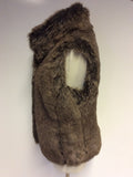 MARKS & SPENCER BROWN FAUX FUR GILET SIZE 14