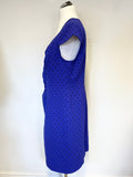 JACQUES VERT BLUE & BLACK POLKA DOT SWEETHEART NECKLINE PENCIL DRESS SIZE 18