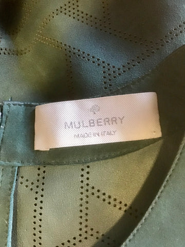 MULBERRY DARK GREEN SUEDE LEATHER SLEEVELESS TOP SIZE 10