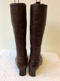 GABOR BROWN LEATHER KNEE LENGTH BOOTS SIZE 5.5/ 38.5