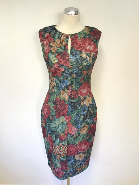 JOSEPH RIBKOFF MULTI COLOURED FLORAL PRINT PENCIL DRESS SIZE 10/12