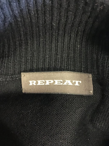 REPEAT BLACK 100% WOOL 3/4 SLEEVE LONG JUMPER SIZE 36 UK 10