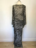 ANN HARVEY GREY ANIMAL PRINT LONG SLEEVE TOP & MATCHING LONG SKIRT SIZE 16/18