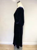 WOMENS MINA PURPLE VELVET SILK BLEND V BACK OCCASION DRESS SIZE 16
