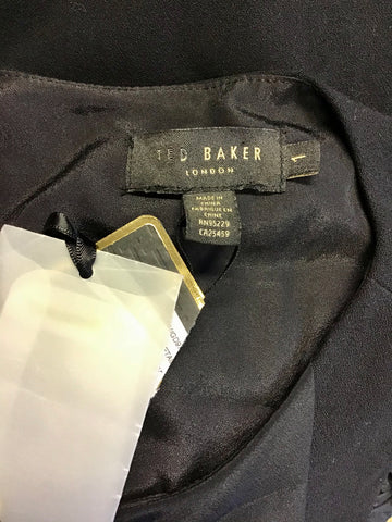 BRAND NEW TED BAKER MIMMI BLACK RUFFLE TRIM PENCIL DRESS SIZE 1 UK 8/10
