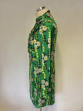 BRAND NEW ZARA GREEN FLORAL PRINT LONG SLEEVE STRETCH RUCHED TOP DRESS SIZE L