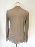 MARCCAIN FAWN SILK FRONT WITH FRILL TRIM WOOL & CASHMERE JUMPER SIZE 4 UK 14