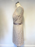 LAURA ASHLEY NUDE PINK LACE SLEEVELESS PENCIL DRESS SIZE 12