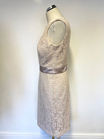 LAURA ASHLEY NUDE PINK LACE SLEEVELESS PENCIL DRESS SIZE 12