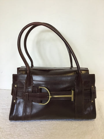KAREN MILLEN DARK BROWN LEATHER SHOULDER BAGS