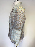 HELEN SYKES DUCK EGG & GOLD PRINT FITTED SPECIAL OCCASION JACKET SIZE 16