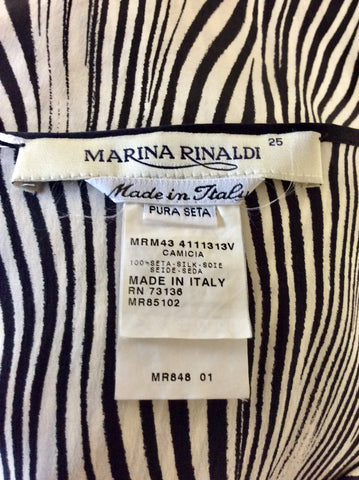 MARINA RINALDI BLACK & IVORY ZEBRA PRINT SILK TOP SIZE 25 UK 20