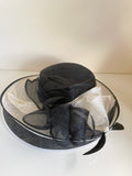 BRAND NEW ROSE BELINDA BLACK & IVORY DOUBLE BRIM BOW & FEATHER TRIM FORMAL HAT