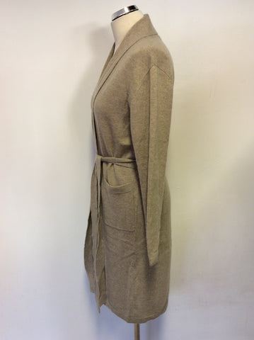 LAURENCE TAVERNIER FAWN WOOL & CASHMERE SHORT KNIT ROBE SIZE M