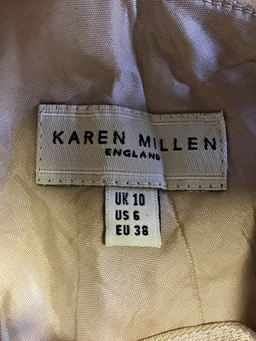 KAREN MILLEN BEIGE CRINKLE STYLE DRESS SIZE 10
