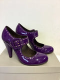 KURT GEIGER PURPLE PATENT BUCKLE TRIM HEELS SIZE 4/37