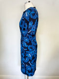 PAUL SMITH BLACK LABEL BLUE FLORAL PRINT SHORT SLEEVE PENCIL DRESS SIZE 42 UK 10