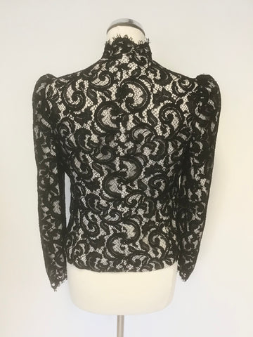 KAREN MILLEN BLACK LACE & CREAM LINED SPECIAL OCCASION JACKET SIZE 10