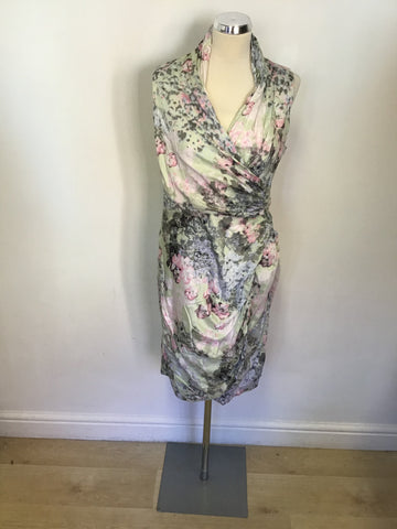 MINT VELVET PASTEL FLORAL PRINT WRAP ACROSS COTTON DRESS SIZE 14