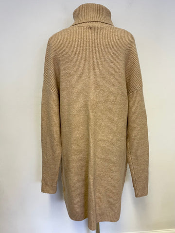 BRAND NEW DEANE & WHITE CAMEL CABLE KNIT LONG SLEEVE JUMPER DRESS SIZE L