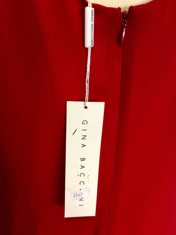 BRAND NEW GINA BACCONI RED FRILL TRIM SPECIAL OCCASION DRESS SIZE 20