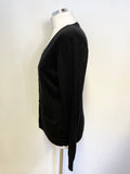 RALPH LAUREN BLACK COTTON V NECK CARDIGAN SIZE L