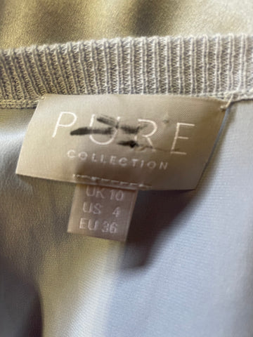 PURE COLLECTION LIGHT BLUE WOOL BLEND SILK BACK JUMPER SIZE 10
