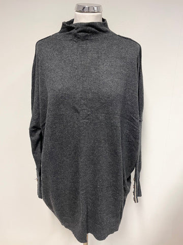 MINT VELVET CHARCOAL GREY RELAXED FIT BUTTON CUFF LONG SLEEVE JUMPER SIZE M