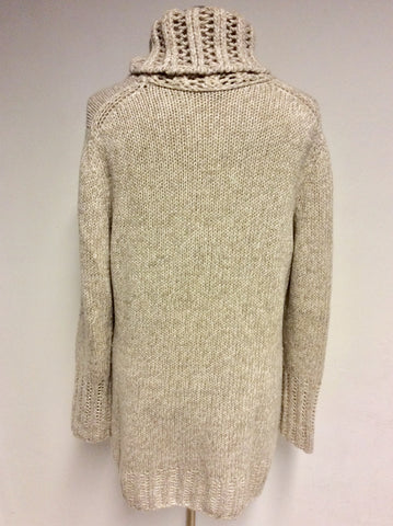 MARCCAIN OATMEAL BEIGE ROLL NECK JUMPER SIZE 4 UK 16